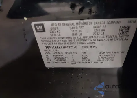 2017 Chevrolet Equinox Ls из США, поврежденный, VIN 2GNFLEEKXH6112176